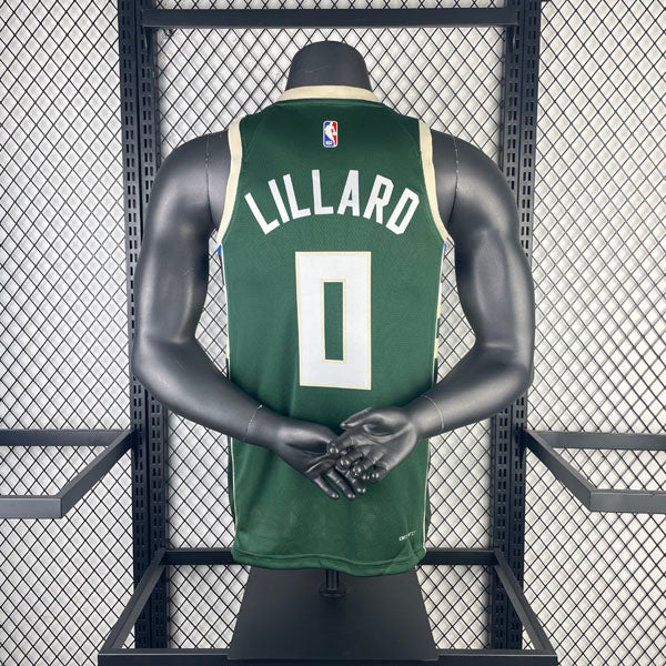 Regata NBA Milwaukee Bucks Lillard 23/24 Icon Edition Verde