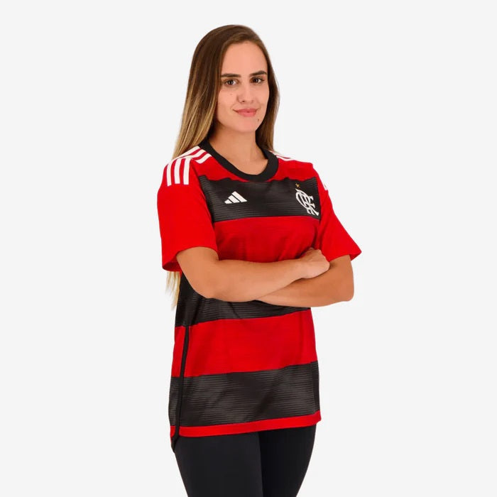 Camisa Flamengo I 23/24 Vermelha e Preta Feminina